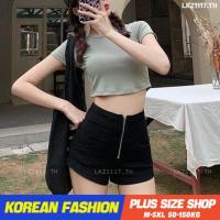 Plus size เสื้อผ้าสาวอวบ❤ กางเกงขาสั้นสาวอวบ ไซส์ใหญ่ ผู้หญิง biker shorts เอวสูง สีดำ ฤดูร้อน สไตล์เกาหลีแฟชั่น V728