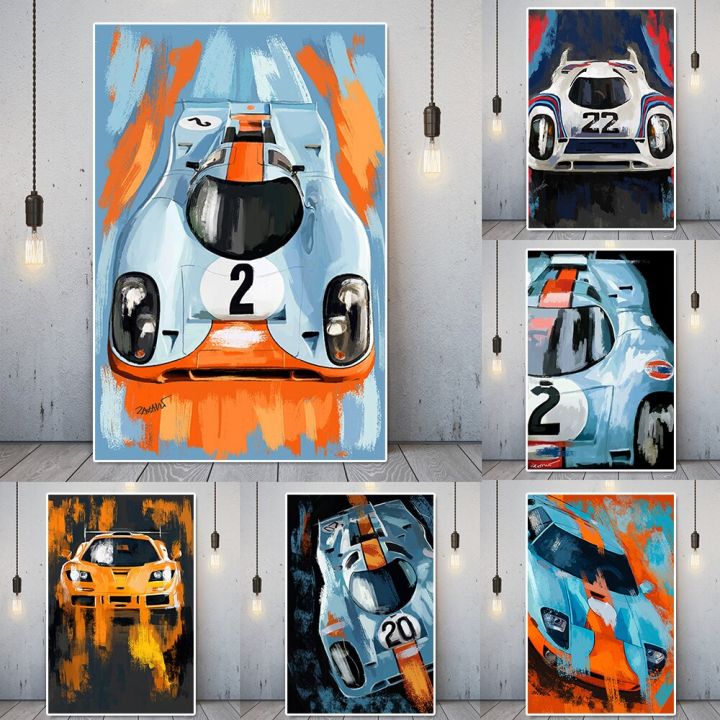 vintage-automotive-wall-art-picture-24-hour-le-mans-race-car-917โปสเตอร์พิมพ์-gt40-racing-graffiti-ภาพวาดผ้าใบสำหรับตกแต่งห้องและของขวัญ
