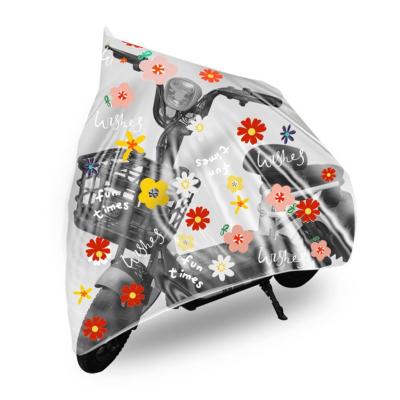 Useful Bike Rain Cover Multi Use Easy to Clean PEVA Floral Print Electric Car Jacket  Motorcycle Cover Dust Proof Covers
