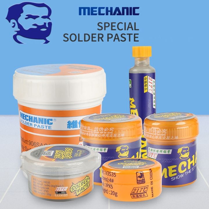 MECHANIC Lead-Free BGA Solder Paste Flux Low High Temperature Soldering Tin  Cream Welding Flux Paste For BGA Rework Station 