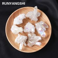 1pc Natural Clear Quartz Electroplating Angel Aura Crystal Cluster Aquarium Decoration Home Ornaments