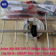 Anten Mặt Đất DVB-T2 Nhôm Dày, Cuộn Cáp Xịn K+ UNISAT Bấm Sẵn 2 Jack Nén