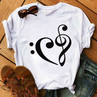 Music Note Heart Pinted T Shirt Fashion Women T Shirt 90s Girls Ladies Tops Cute Short Sleeve Tee Shirts Women T-shirt Clothing