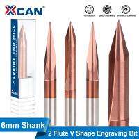 XCAN ดอกสว่านแกะสลัก CNC เครื่องกัดคาร์ไบด์ก้าน V รูปร่าง V เคลือบด้วย Ticn คัตเตอร์แกะสลัก2หัวเจาะบิตชิ้นส่วนเครื่องจักร CNC