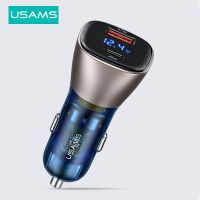 USAMS 72W Fast Car Charger Dual Port USB Type C Quick Charger Digital QC PD Laptop Phone Charger For iPhone 13 Pro Max 12 Huawei Car Chargers