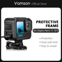 Vamson สำหรับ GoPro ฮีโร่12 11 10 9สีดำการกระทำกล้องที่มีคู่รองเท้าเย็นแบตเตอรี่ฝาครอบเลนส์ด้านข้างสำหรับ GoPro 12อุปกรณ์เสริม