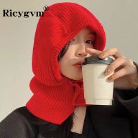 【YD】 RICYGVM Korean Balaclava Hat Warm Hooded Knitted Bib Scarf Earmuffs Cap Fashion Headgear