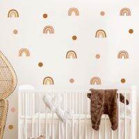 (Xiaoai Home) Boho Rainbows Polk Dots Clouds Wall Decals ที่ถอดออกได้ Nursery Art สติกเกอร์ Peel และ Stick สำหรับห้องเด็กห้องนอนตกแต่งบ้าน