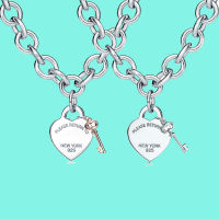 High quality 1:1 original TIF sterling silver 925 necklace classic key pendant Fashion heart pendant chain send lovers