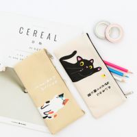 Cute Cartoon Cat Pencil Bag Canvas Pencil Case Student Stationery Pen Pencil Eraser Storage Bag Makeup Bag School Office Supply Pencil Cases Boxes