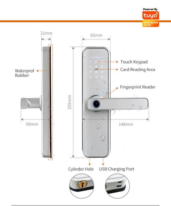 go-intelige-x5กันน้ำ-tuya-ล็อคประตูไฟฟ้าผ่านทางชีวภาพรักษาความปลอดภัยด้วยลายนิ้วมืออัจฉริยะ-wifi-แอป