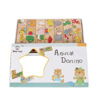 15 Pcs Wood Animal Domino Puzzle Wooden Toys for Children Jigsaw Puzzle Solitaire Game Kids Montessori Educational Toy for Kid