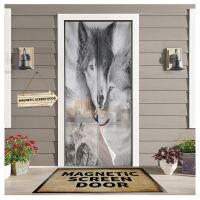 Animal Wolf Door Curtain Bedroom Magnetic Mosquito Screen Kitchen Insect Proof Window Mosquito Net