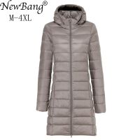 ZZOOI NewBang 5XL 4XL Plus Long Down Jacket Women Winter Ultra Light Down Jacket Women With Hooded Down Coat Female Hat Detachable