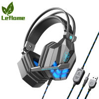 การควบคุมลวดหูฟังเกมไฟ Leflame Sy850mv ส่องสว่างหูฟังมีไมโครโฟนตัดเสียงรบกวนเข้ากันได้กับ Ps4