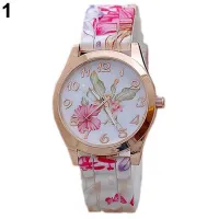 [LK] lower Print Silicon Band Arabic Numerals Dial Quartz Wrist Watch