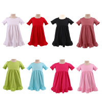 kids dresses for girls Cotton Ruffle Smocked solid color dress sleepwear short sleeve summer Girl Blank girls summer dress  by Hs2023