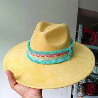 Suede New Handmade Rainbow Ribbon Fedora Autumn/Winter Adjustable Unisex Hat Jazz  Sombrero Hombre Sombrero Mujer