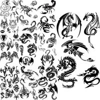 Dragon Temporary Tattoos For Men Adults Realistic Scorpion Snake Wolf Fake Tattoo Sticker Arm Back Water Transfer Tatoos Black