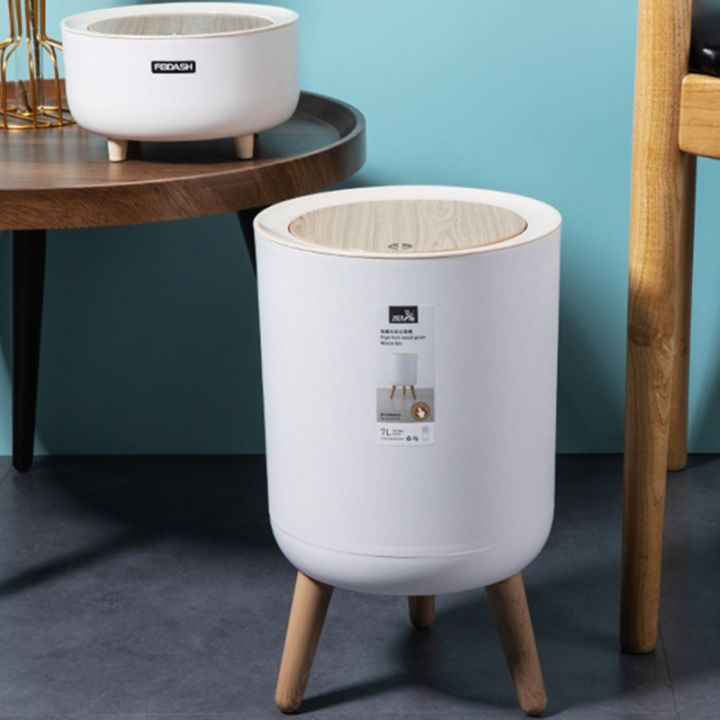 fashion-trash-can-high-foot-imitation-wood-plastic-desktop-with-press-cover-dustbin-living-room-toilet-kitchen-garbage-bucket