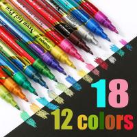 Brand Highlighter Metallic Pen Neon Metallic Glitter Pen 12 18 Colors DIY Marker Pen for Journal Scrapbook Diary Stationery