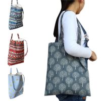 Handmade Tote Shoulder Bag Beach Satchel Sling Bags Travel Print Linen+Cotton