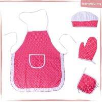 【hot sale】✿♘ D13 Curiosity 4Pcs Complete Kids Cooking and Baking Set Apron Chef HatOven MittHot Pad