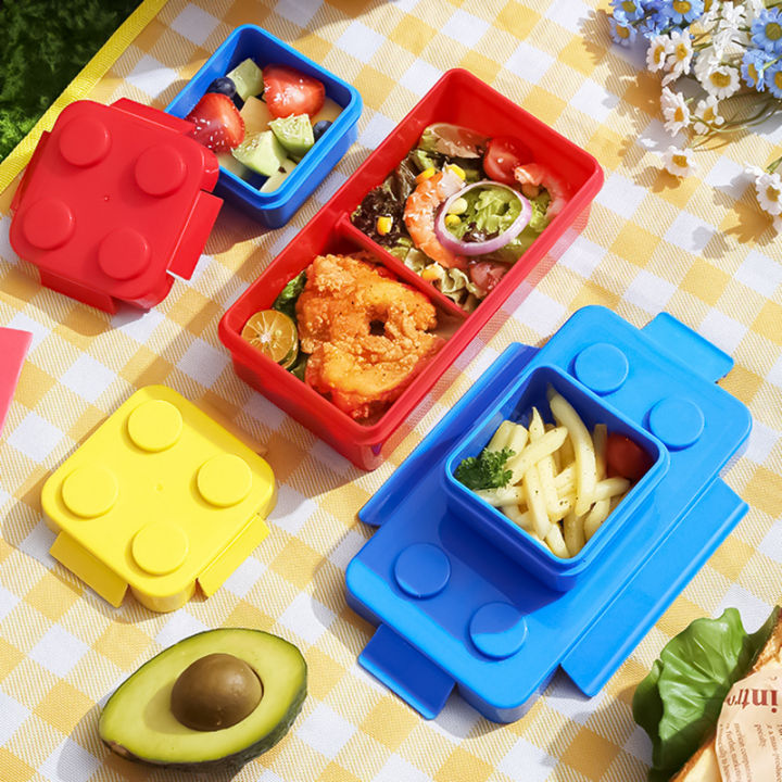 Creative Funny Building Block Splicing Lunch Box For Kids To School Bento  Box Plastic Food Storage Container Microwave Safe