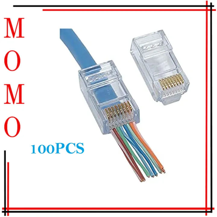 RJ45 End Passthrough Network Modular Plug 8P8C CAT5e Cat6 Cable ...