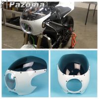 รถจักรยานยนต์สีขาวแบบคลาสสิกลากคาเฟ่ R Fairing Viper กระจกบังลมหน้า5-3/4 "ไฟหน้า