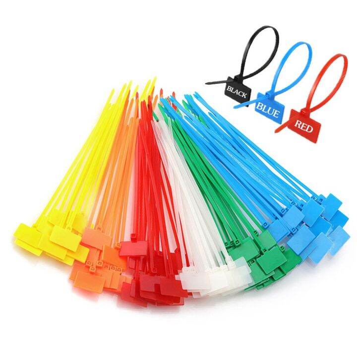 100pcs 25mm*150mm Easy Mark Nylon Cable Ties Tag Labels Plastic Loop