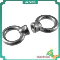 OKDEALS 4pcs 304สแตนเลสสตีล น๊อตสำหรับยกตา ทนทานสำหรับงานหนัก 1/4ค่ะ แหวนน๊อต ฮาร์ดแวร์สำหรับคลังสินค้า รูปทรงวงแหวน สลักเกลียวตา เกรดทางทะเล