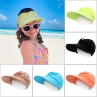 【CC】Summer Girls Sun Hats Large Wide Brim Caps Elastic Sun Visor Sun Hats Anti-ultraviolet Empty Top Hat Outdoor Beach Caps Kids