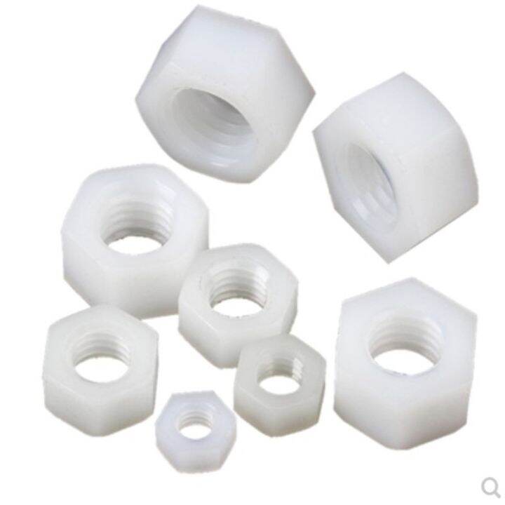 2-100pcs-din934-m2-m2-5-m3-m4-m5-m6-m8-m10-m12-m14-m16-m18-m20-white-and-black-nylon-plastic-hex-nut-nuts