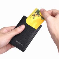 ZZOOI Card Holder Male Leather Vertical Ultra-Thin Card Holder Business Card Holder Holder Driver’s License Leather short Wallet