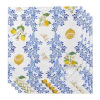 Vintage Lemon Flower Leaves Reusable Table Napkins Wedding Party Decoration Festival Kitchen Dining Cloth Napkins Table Decor