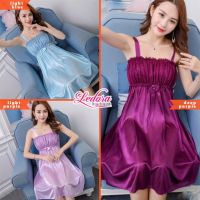 LB034 LEDORA Y Set Baju Tidur Sleepwear Pyjamas Short Sleeve Dress