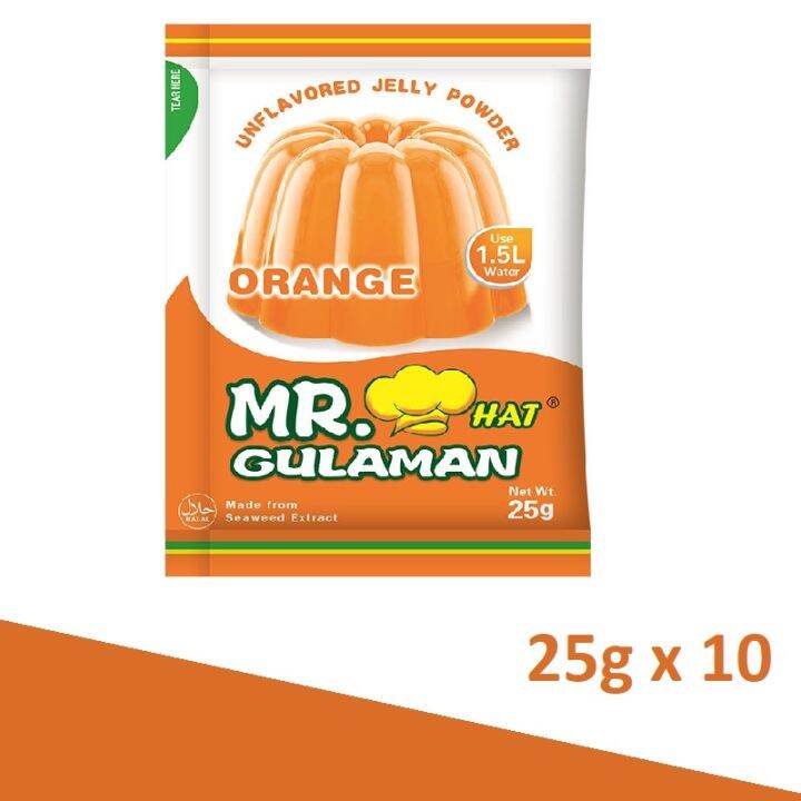 Mr. Hat Gulaman Unflavored Jelly Powder (Orange) 25g x 10 Lazada PH