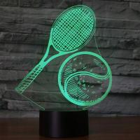 ℗ Tennis Sports Pattern 3D Touch Night Light USB Charge 7-Color Auto Changing Desk Lamp Shop Bar Bedroom Gift Decor Lights