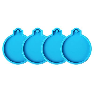Christmas Resin Molds Silicone, 4 Pcs Resin Christmas Ornaments Round Shape Pendant Molds for Epoxy Resin, DIY Crafts