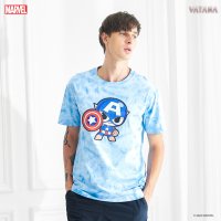 VATANA - เสื้อยืดมัดย้อมโอเวอร์ไซส์ สีฟ้าพิมพ์ลาย MINI HEROES: CAPTAIN AMERICA