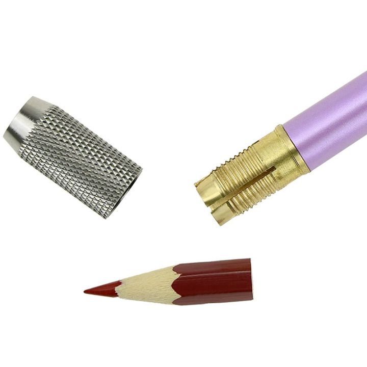 6pcs-metal-color-rod-single-end-pencil-extender-pencil-extender-pen-receptacle-pen-extension-pencil-case