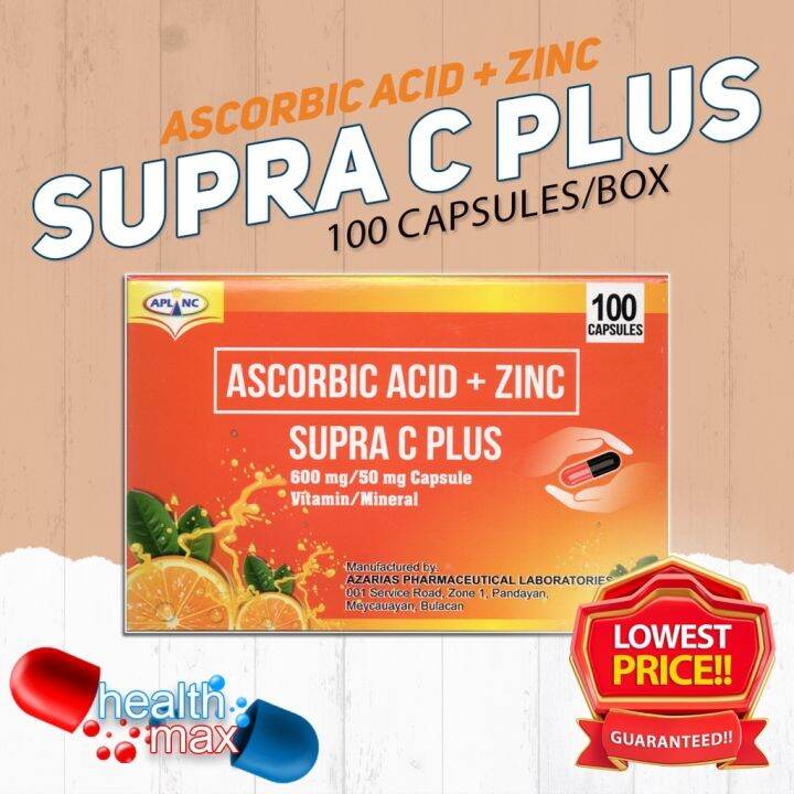 SUPRA C PLUS ASCORBIC ACID ZINC CAPSULES/BOX RAPCVIT MAXICOR Lazada PH