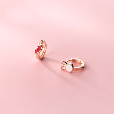 Real 925 Sterling Silver Small Tiny Hoop Earrings for Women Teen Girls Carrot Rabbit Asymmetrical Cute Earings Kids Gifts