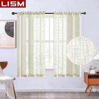 LISM Thick Japan Sheer Short Curtains Linen Effect for Living Room Bedroom Modern Voile Curtain Tulle Kitchen Window Treatments