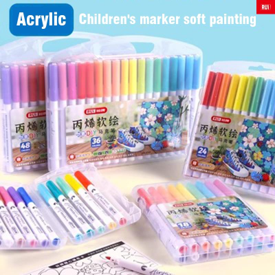 12-24 สีสีอะคริลิค MARKER ชุด Art Markers ปากกาสำหรับผ้า Graffiti เซรามิคผ้าใบ DIY การ์ดทำอุปกรณ์ศิลปะ-zptcm3861