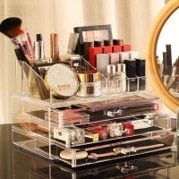 Clear Makeup Storage Organizer Drawers Acrylic Large Makeup Organizer Cosmetic Display Case Stackable Storage Box with Drawer