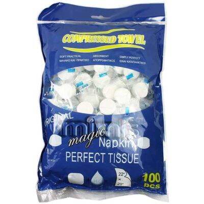 ஐ◕ 100pcs Compressed Towel Wet Wipes Paper Face Towel Tablet Disposable Napkin Portable Magic Towel Coin Tissues Make Up for Travel