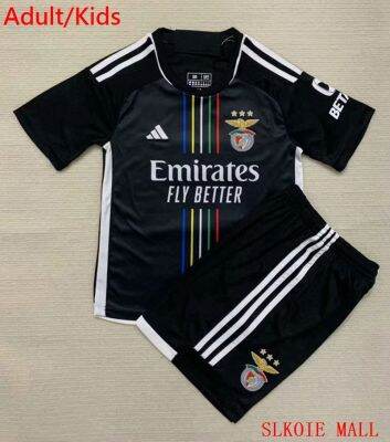 Benfica Away ชุดเสื้อเชิ้ตและกางเกงขาสั้น23-24เสื้อแข่งฟุตบอลคุณภาพแบบไทยสำหรับเด็กและผู้ใหญ่