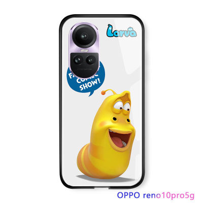 Serpens เคส OPPO Reno10 Pro 5G,3D การ์ตูนตลกสุดหรูสำหรับเด็กผู้หญิงตัวอ่อนเกาหลีเคสเคสกระจกเทมเปอร์สีแดงสีชมพู